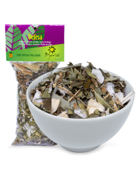 Banho de Ervas Defesa da marca Djovia, pacote fechado e vasilha branca funda. À venda para todo o Brasil na Natureza Divina.