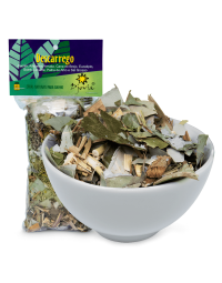 Banho de Ervas Descarrego da marca Djovia, pacote fechado e vasilha branca funda. À venda para todo o Brasil na Natureza Divina.