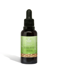 Tintura de Valeriana, Mulungu e Passiflora da marca Natureza Divina. Frasco de 50 ml visto de frente.