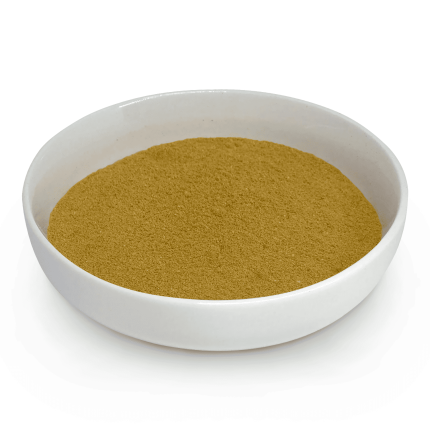 50 g de Cogumelo-do-Sol (Agaricus blazei M.) em pó, vistos de frente em uma vasilha branca rasa. À venda para todo o Brasil na Natureza Divina.