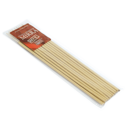 Refil para Incenso Mirra, da marca Natural Company, parte da frente da embalagem disposta sobre um fundo branco, disponível para todo o Brasil na loja Natureza Divina.