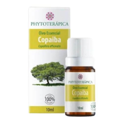Embalagem com frasco de 10ml com óleo essencial de copaíba