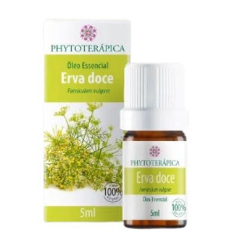 Caixa com frasco de 5ml de óleo essencial de erva doce