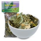 Banho de Ervas Quebra Demanda da marca Djovia, pacote fechado e vasilha branca funda. À venda para todo o Brasil na Natureza Divina.