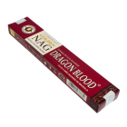 Incenso Dragon Blood, linha Golden Nag Richness of Nature, da marca Vijayshree Fragrance, visto de cima em um fundo branco, lado frontal. Vendido pela loja Natureza Divina.