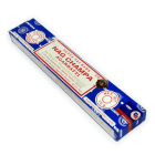 Incenso Indiano Sai Baba Nag Champa, da marca Satya, parte da frente da embalagem disposta sobre um fundo branco, disponível para todo o Brasil na loja Natureza Divina.